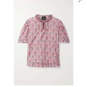 Horror Vacui Elfriede Ruffle Floral Print Cotton Poplin Blouse Medium Liberty